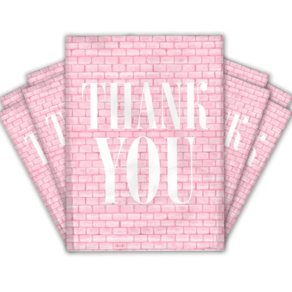 Set of 20 Pink Brick Thank You Poly Mailers 10x13 Boutique Packaging